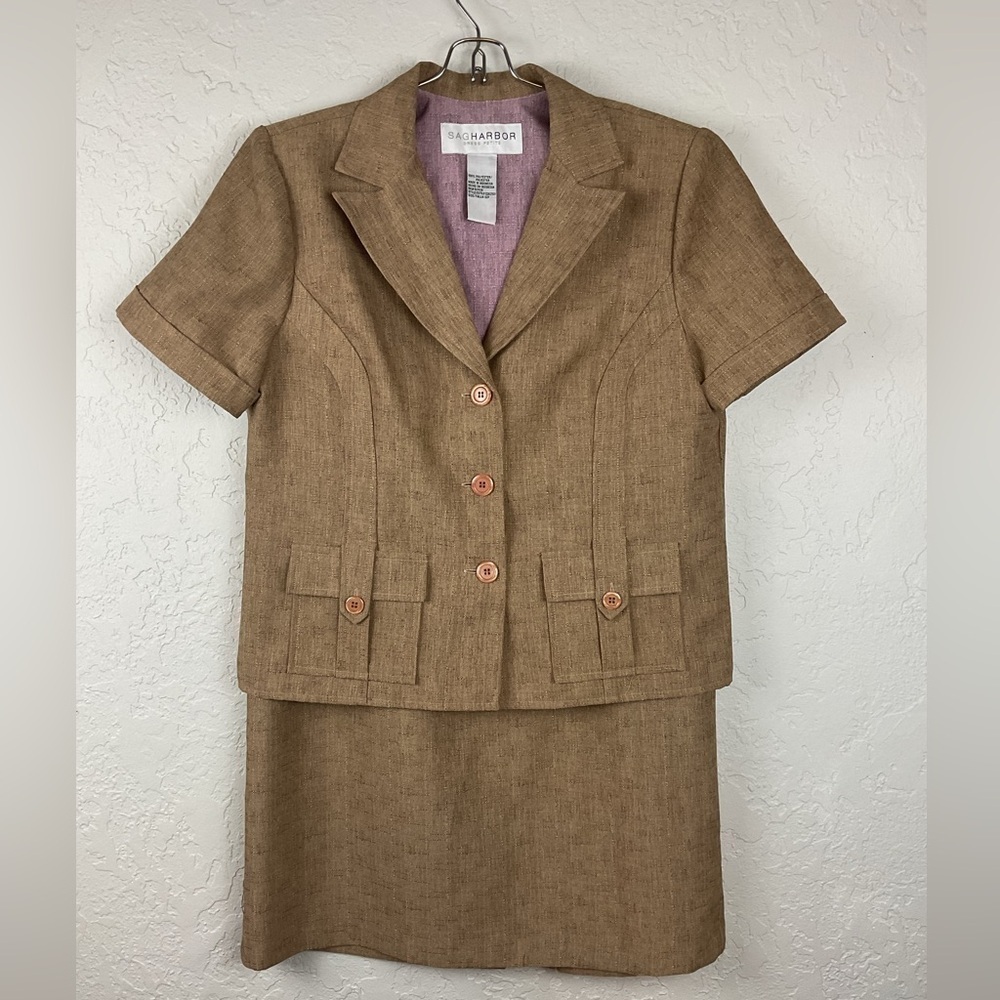 NWT Sag Harbor Camel 2 Piece Skirt Set Career Work Wardrobe 12P